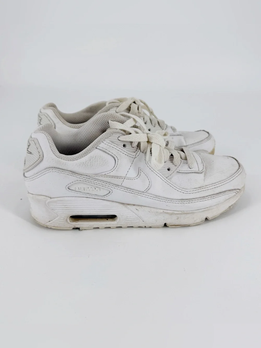Nike Air Max 90 White Sneakers Leather Size Youth 4.5